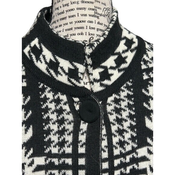Le Magli Di Sofia Houndstooth Open Cardigan Sweater Large Twee London Paris - Picture 2 of 6